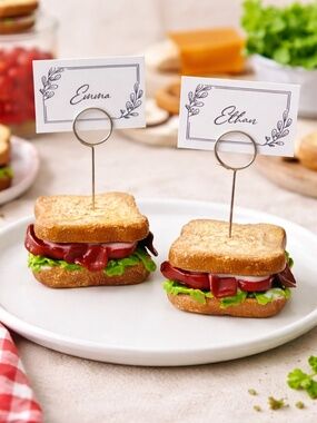 BLT Sandwich Place Card Holders, Food Label Holders, Mini Sandwich Photo Holders
